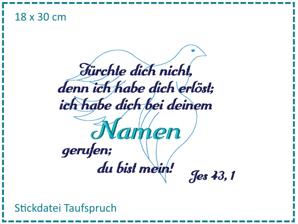 Taufe Spruch Taube 18x30